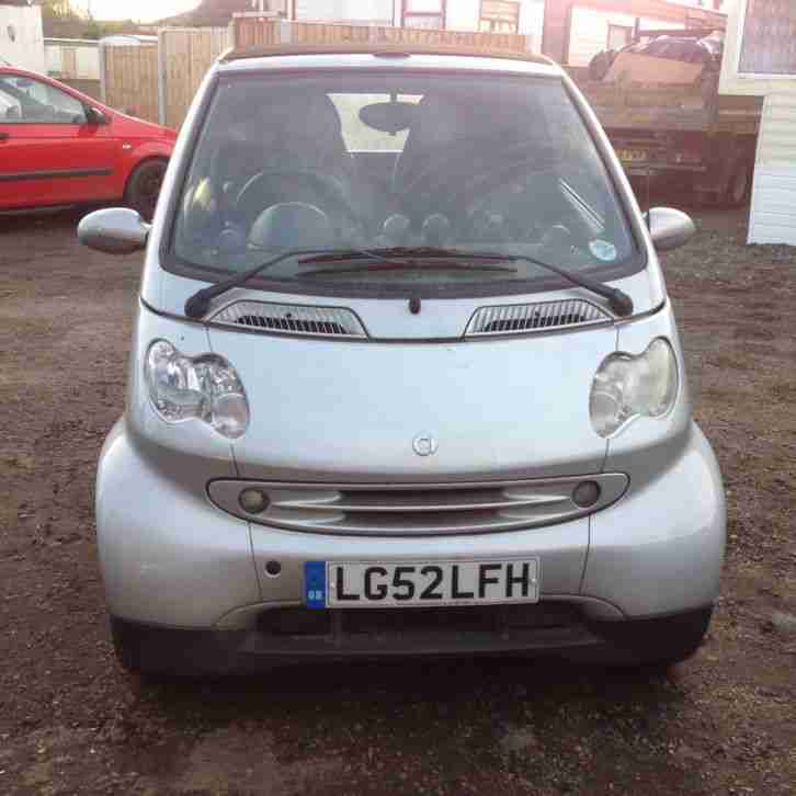 2002 Smart Car Fortwo 600cc Automatic Convertible in Silver. Only £30 a Year Tax