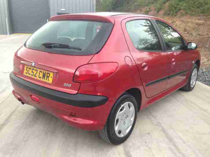 2003 Peugeot 206 1.1 5 Door Red - AIRCON - NEW MOT - CHEAP TAX - LOW MILEAGE