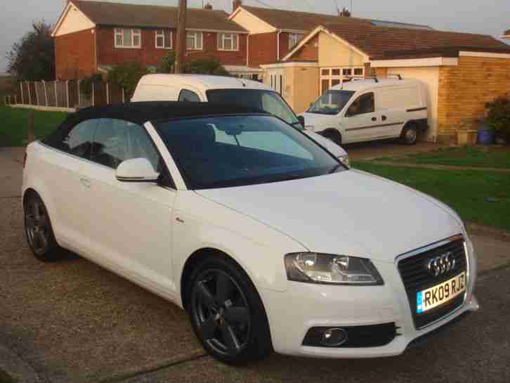 2009 AUDI A3 S LINE TFSI 158 WHITE CONVERTIBLE 46000 MILES FSH STUNNING COND