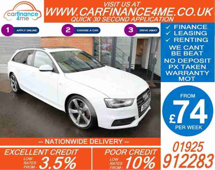 2012 AUDI A4 AVANT 2.0 TDI S LINE BLK EDT GOOD BAD CREDIT CAR FINANCE FROM 74 PW